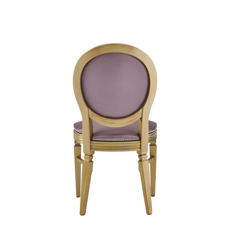 Chandelle Chair in Gold with Rose Seat Pad