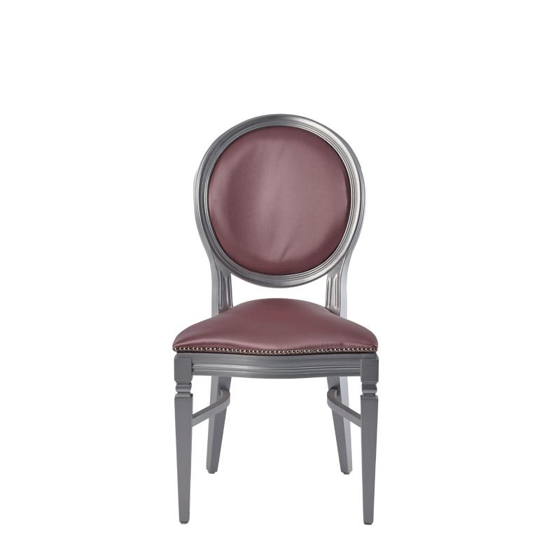 Chandelle Chair in Silver with Rose Seat Pad