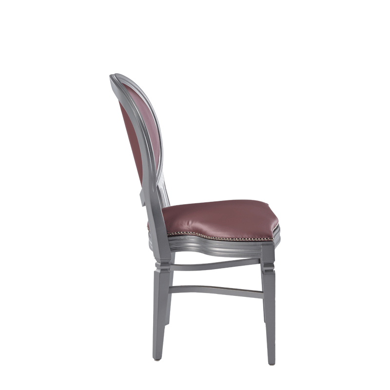 Chandelle Chair in Silver with Rose Seat Pad