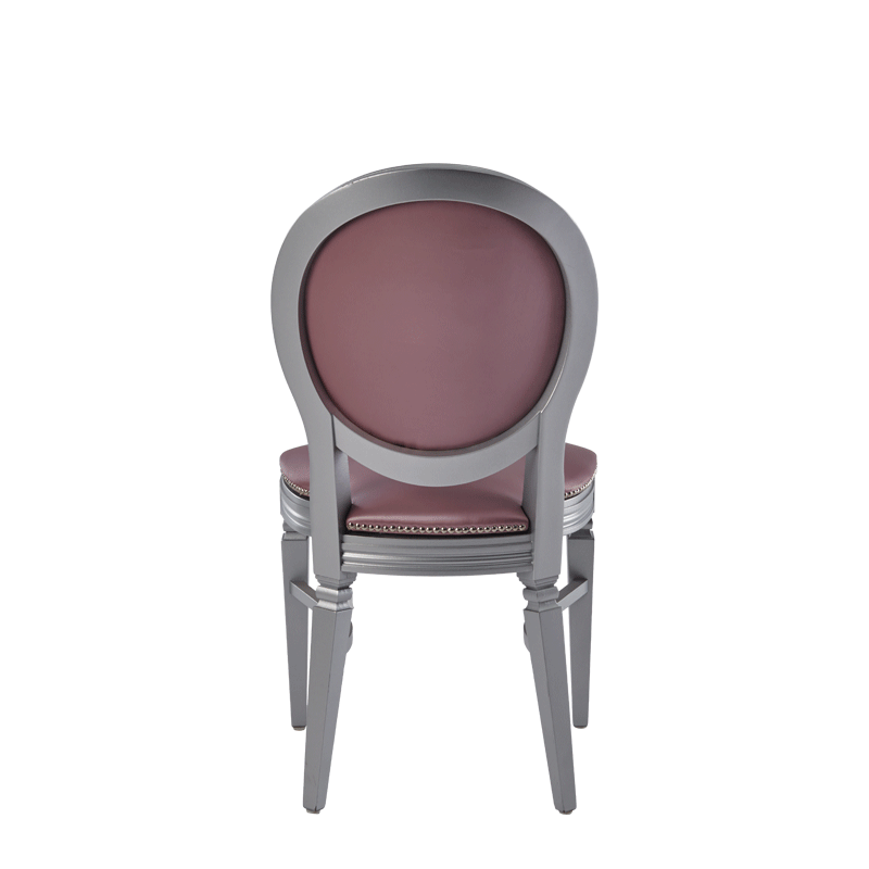Chandelle Chair in Silver with Rose Seat Pad