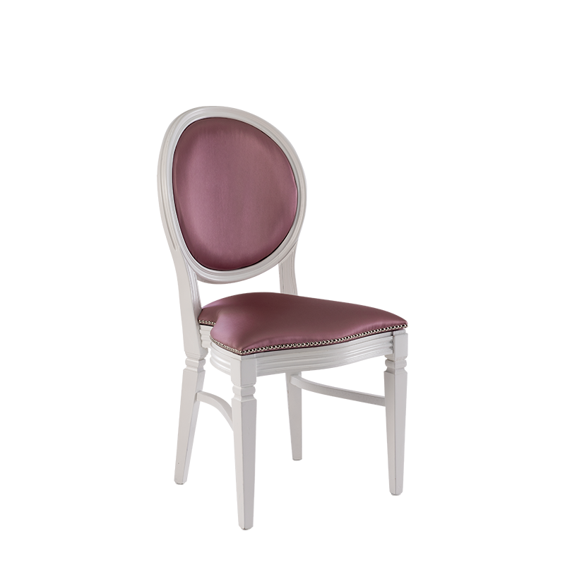 Chandelle Chair in White with Rose Seat Pad