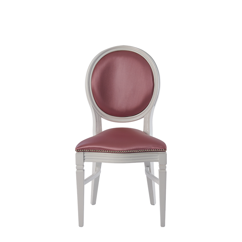 Chandelle Chair in White with Rose Seat Pad