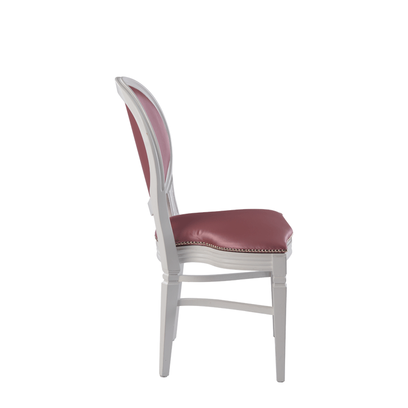 Chandelle Chair in White with Rose Seat Pad