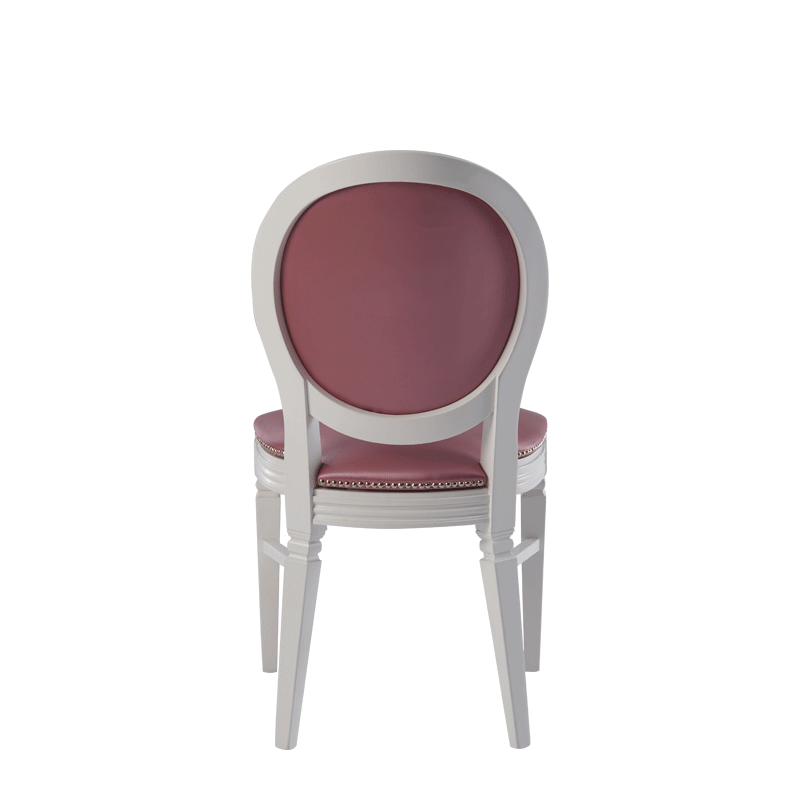 Chandelle Chair in White with Rose Seat Pad