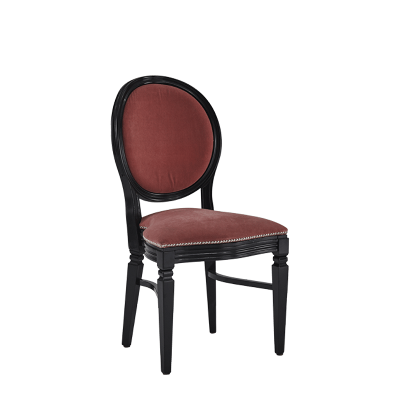 Chandelle Chair in Black with Rose Pink Velvet Seat Pad