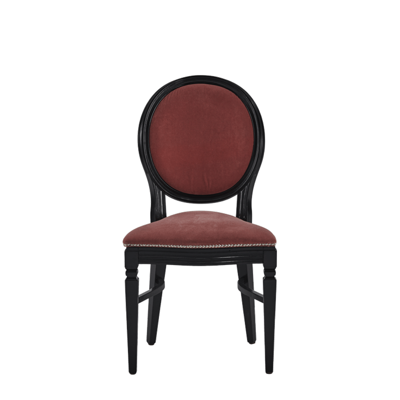 Chandelle Chair in Black with Rose Pink Velvet Seat Pad