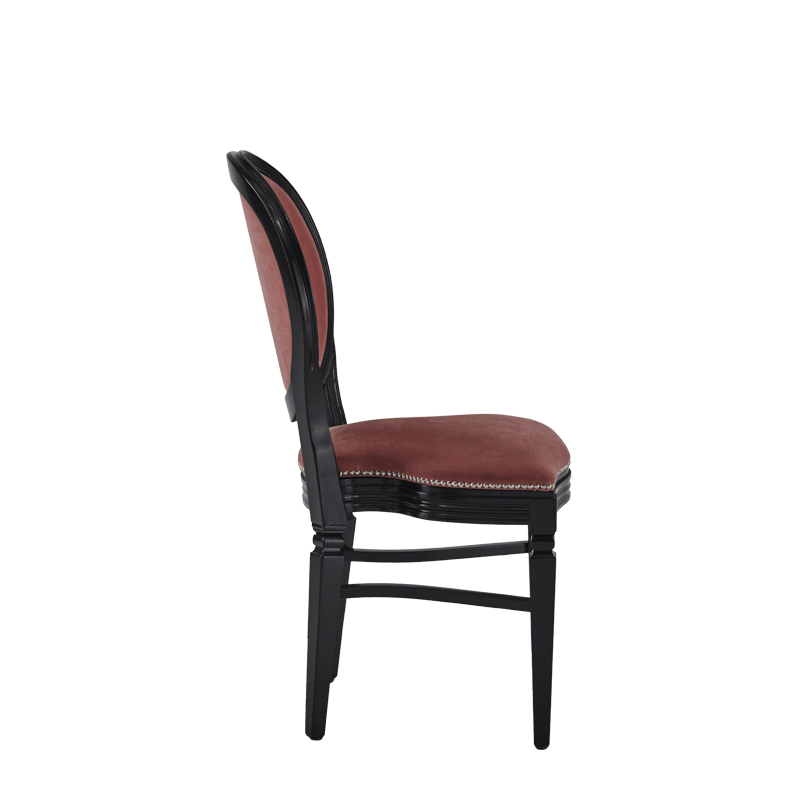 Chandelle Chair in Black with Rose Pink Velvet Seat Pad