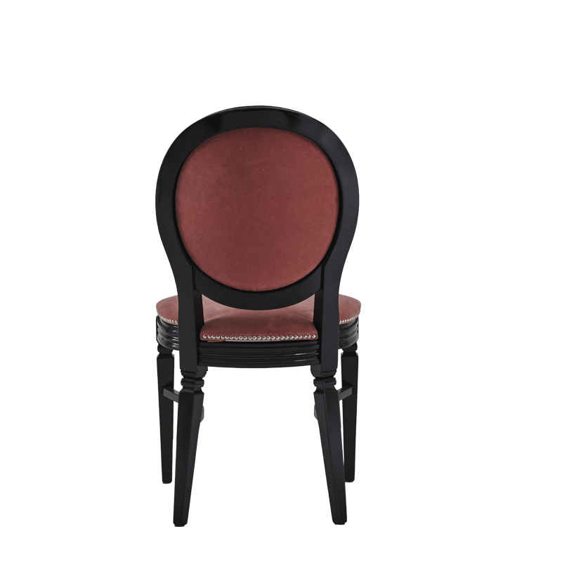 Chandelle Chair in Black with Rose Pink Velvet Seat Pad