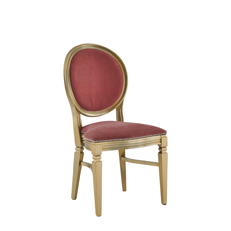 Chandelle Chair in Gold with Rose Pink Velvet Seat Pad