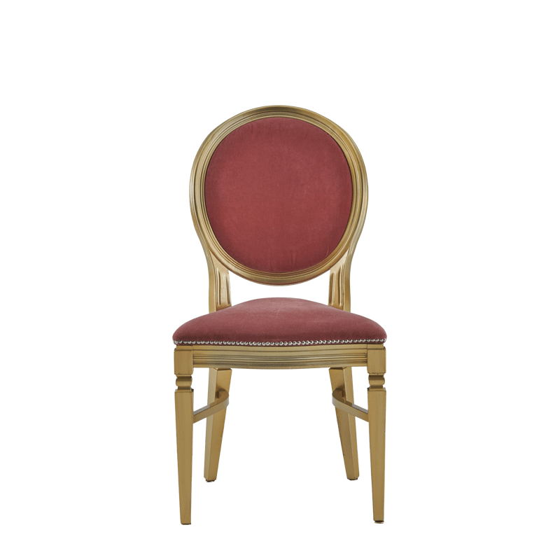 Chandelle Chair in Gold with Rose Pink Velvet Seat Pad