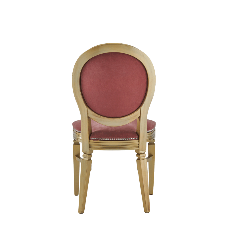 Chandelle Chair in Gold with Rose Pink Velvet Seat Pad