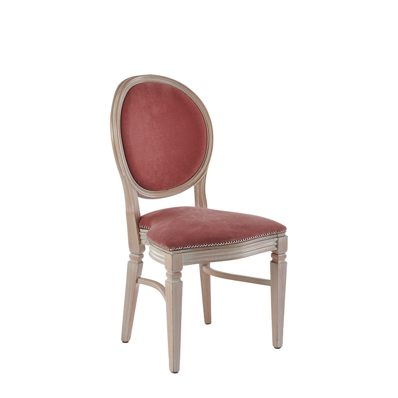 Chandelle Chair in Ivory with Rose Pink Velvet Seat Pad