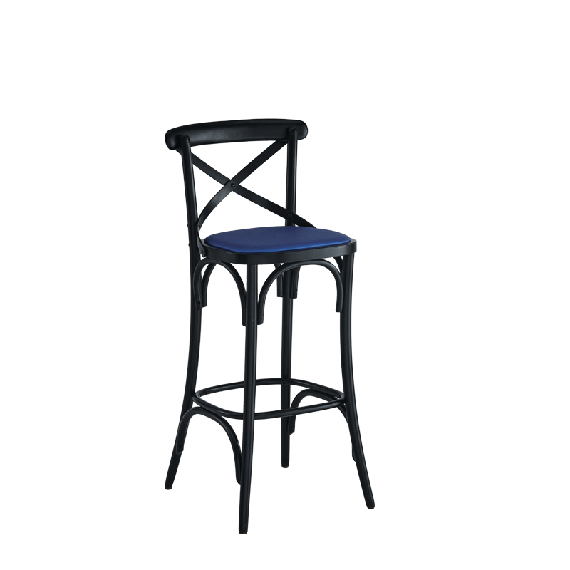 Coco Bar Stool in Black with Sapphire Seat Pad