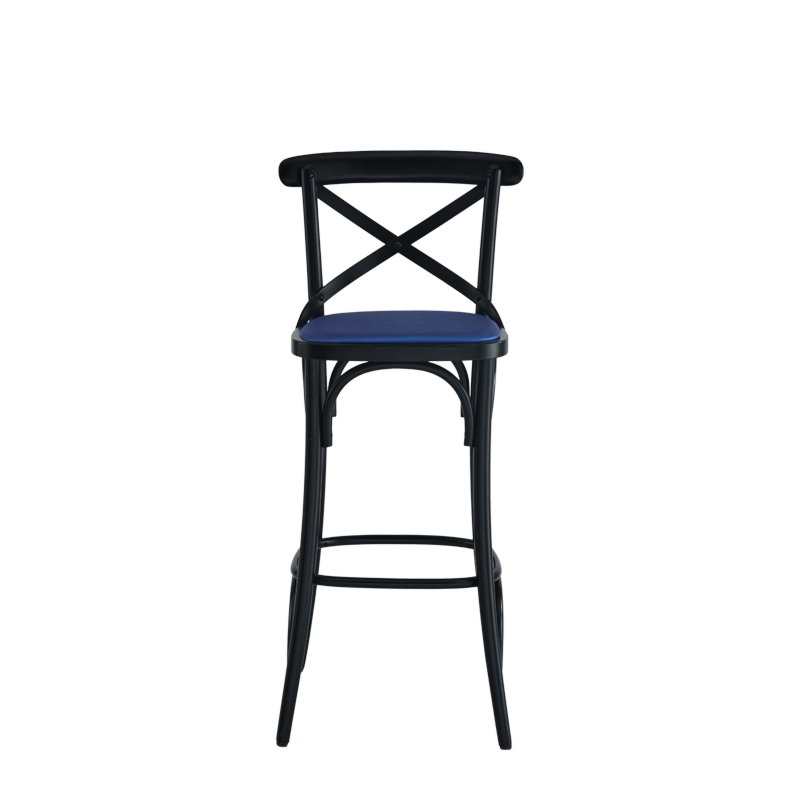 Coco Bar Stool in Black with Sapphire Seat Pad