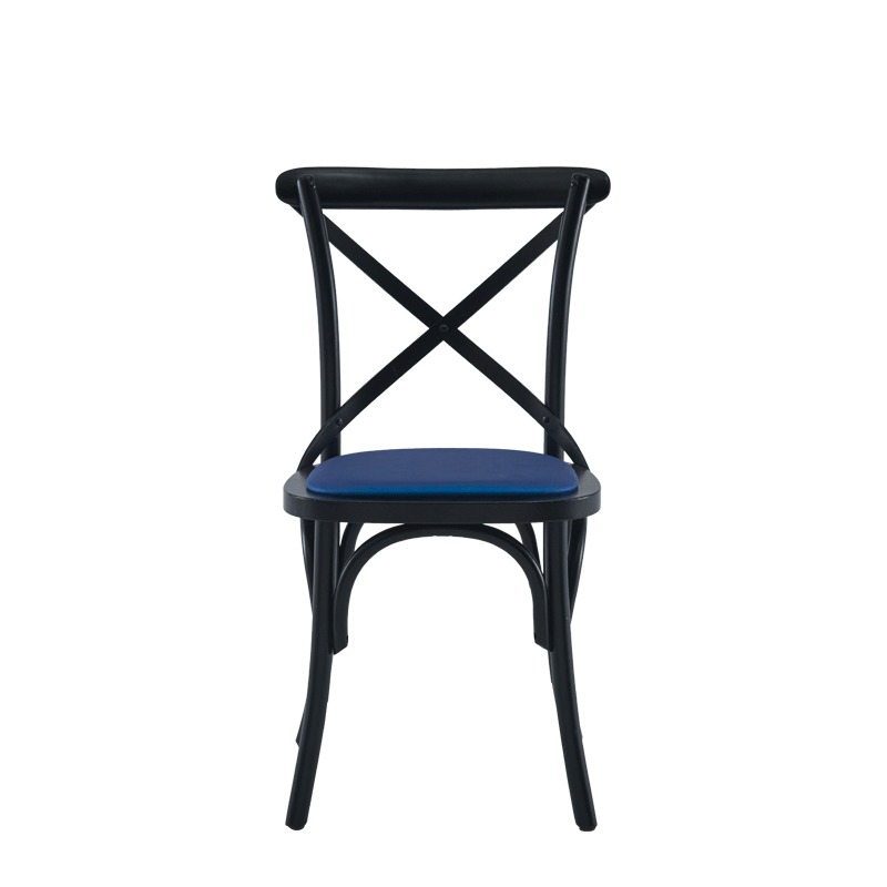 Coco Chair in Black with Sapphire Seat Pad