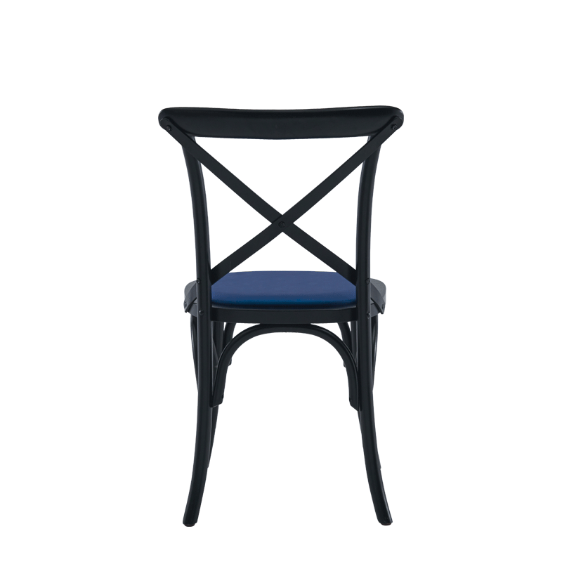 Coco Chair in Black with Sapphire Seat Pad