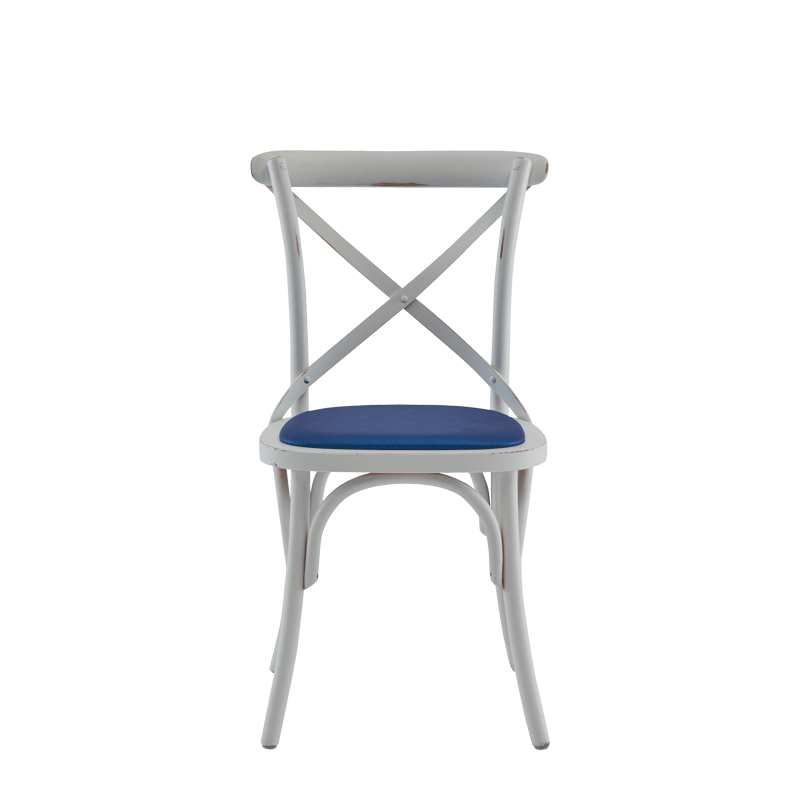 Coco Chair in White with Sapphire Seat Pad