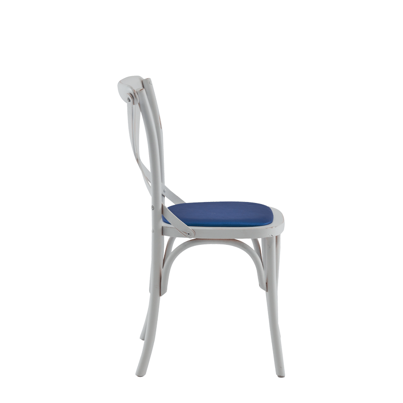 Coco Chair in White with Sapphire Seat Pad