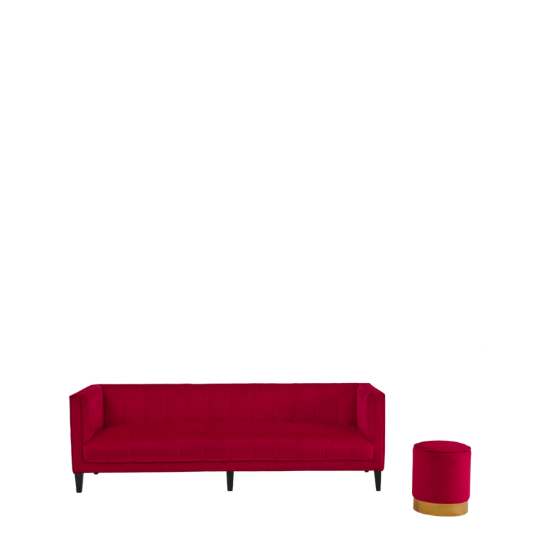 Hollywood Ottoman in Scarlet Velvet