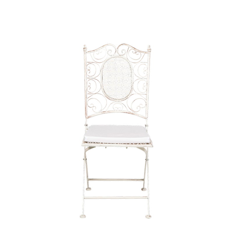 Chantilly white wrought iron chair with cushion