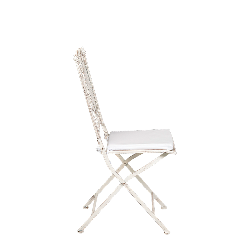 Chantilly white wrought iron chair with cushion