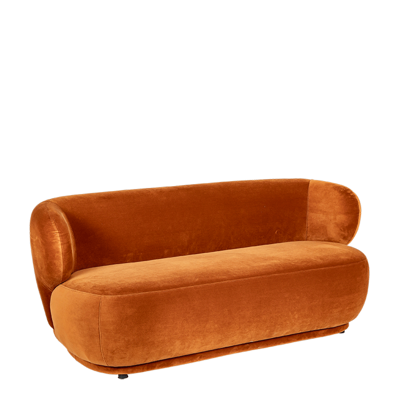 Elton terracotta velvet sofa 78 x 170 cm H 70 cm