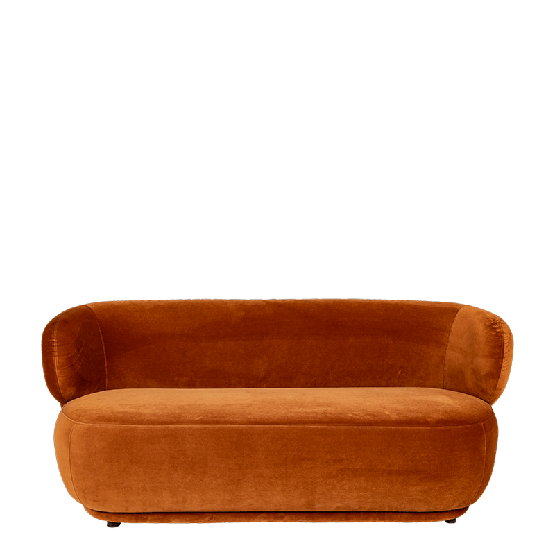Elton terracotta velvet sofa 78 x 170 cm H 70 cm