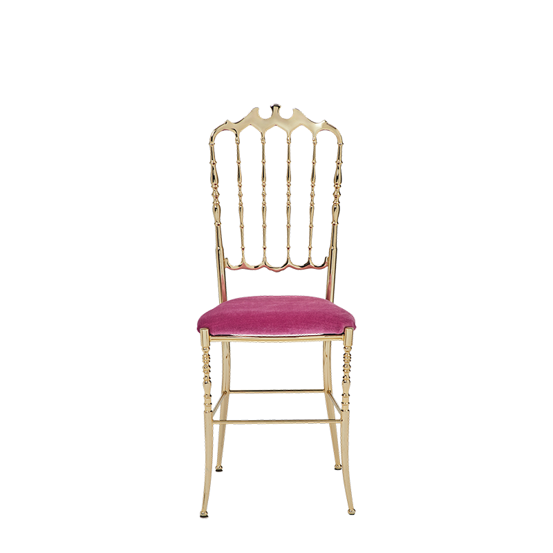 Napoleon Chair in Gold with Pink Seat Pad