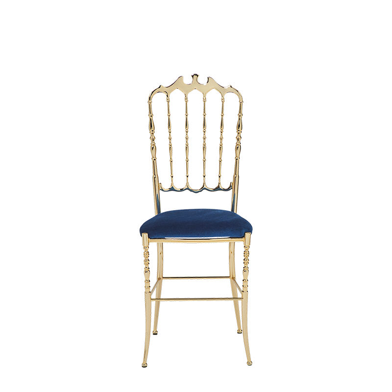 Napoleon Chair in Gold with Blue Seat Pad