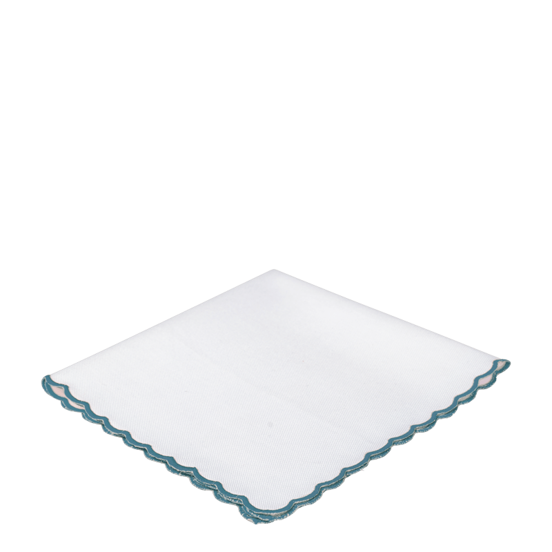 Scallop Napkin with Duck Blue Thread