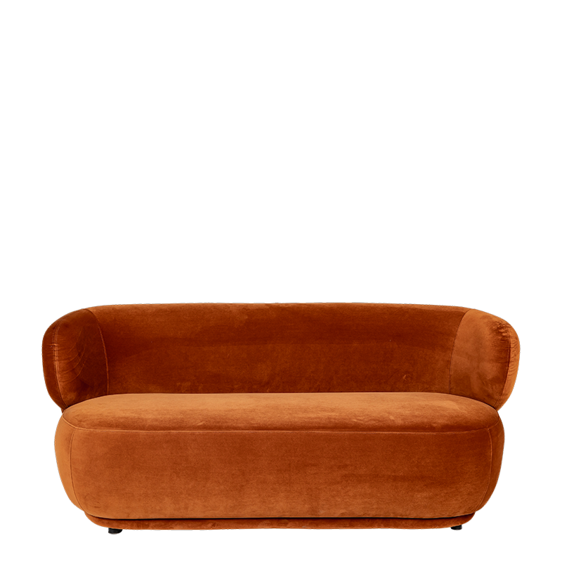 Elton terracotta velvet sofa 78 x 170 cm H 70 cm