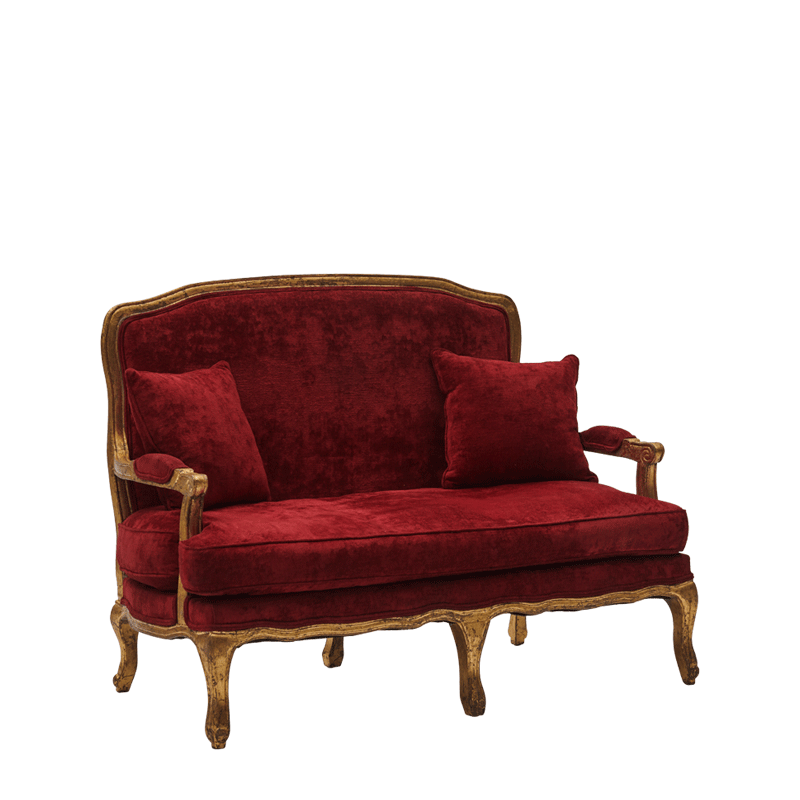 Red and gold couch sale