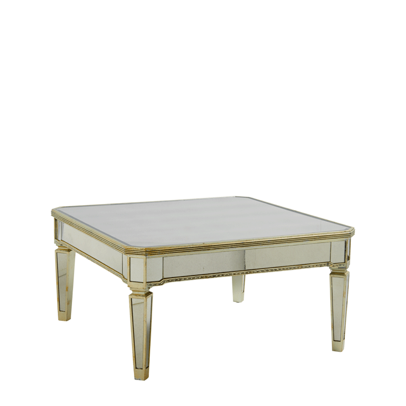 Venice Coffee Table In Antique Gold, Venetian Mirrored Coffee Table Uk