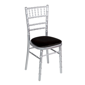 Bamboo Chair in Silver with Black Velvet Seat Pad