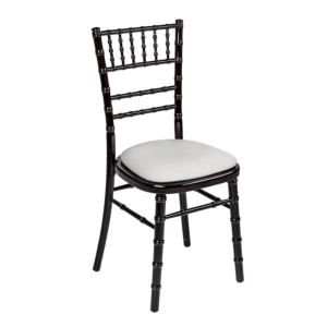 Bamboo Chair in Black with White Vinyl Seat Pad