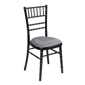 Bamboo Chair in Black with Silver Velvet Seat Pad