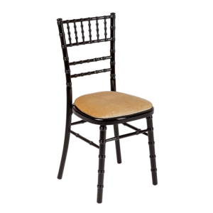 Bamboo Chair in Black with Gold Velvet Seat Pad
