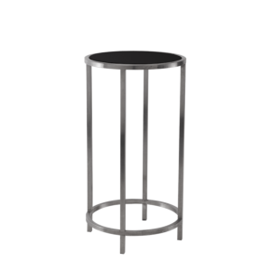 Unico Round Poseur Table with Stainless Steel Frame and Black Top