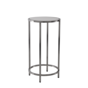 Unico Round Poseur Table with Stainless Steel Frame and White Top