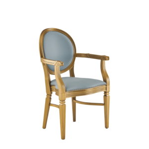 Chandelle Armchair in Gold with Babyblue Seat Pad