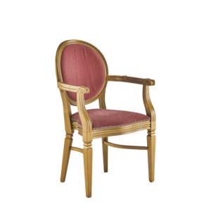 Chandelle Armchair in Gold with Rose Pink Velvet Seat Pad