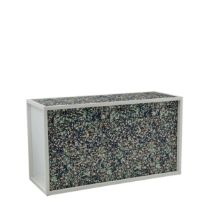 Unico Bar with White Frame and Blue Dotted Marble Panels