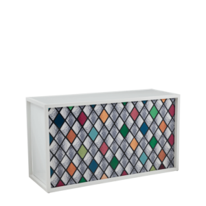 Unico Bar with White Frame and Multi-Colour Shapes Front