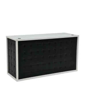 Unico DJ Booth with White Frame and Black Upholstered Panels