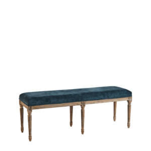 Paris Bench with Oak Frame Azzuro Blue Velvet