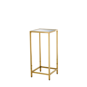 Unico Square Poseur Table with Gold Frame and Silver Top