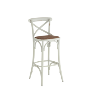 Coco Bar Stool in White with Cane Work Seat Pad