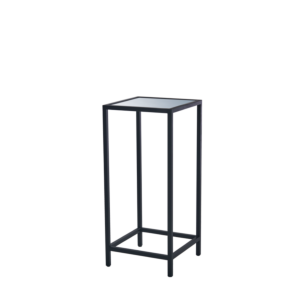 Unico Square Poseur Table with Black Frame and Silver Top