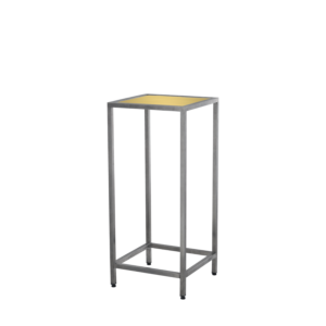 Unico Square Poseur Table with Stainless Steel Frame and Gold Top