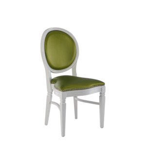 Chandelle Chair in White with Chartreuse Green Seat Pad